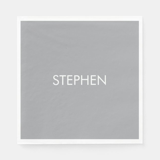 Gray minimalist custom name  serviette (Vorderseite)