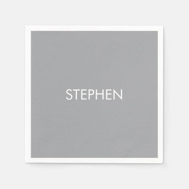 Gray minimalist custom name  serviette (Vorderseite)