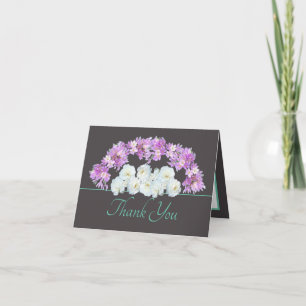 Gray Mint Chic Rose Crocuses Garland Vielen Dank Karte