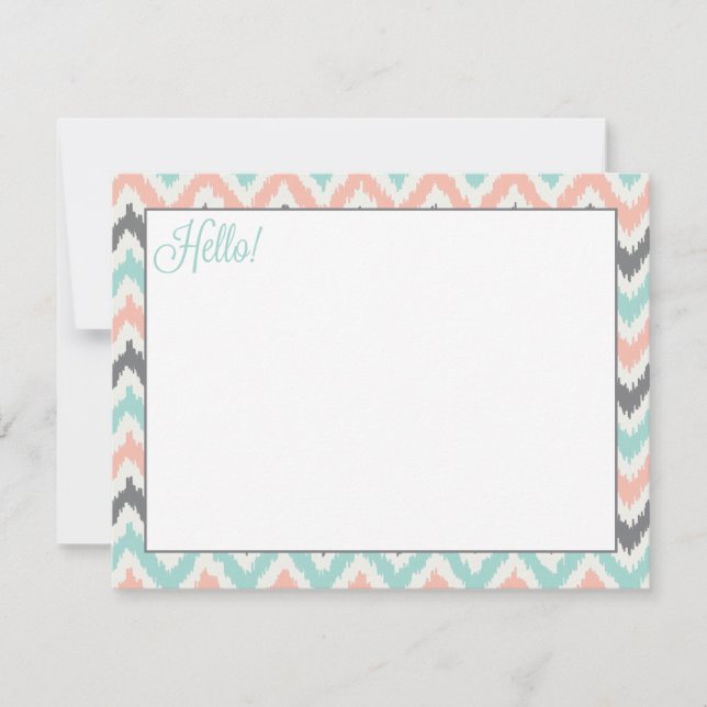 Gray Mint Peach Zigzag Tribal Ikat Muster (Vorderseite)