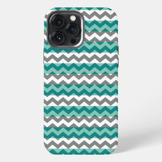 Gray Mint Zickzack Zigzag iPhone Hülle (Rückseite)