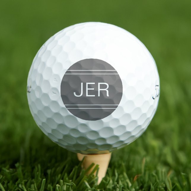 Gray Mit Monogramm Initial Masculine Klassik Golfball (Gray Monogrammed Initial Masculine Classy Classic Golf Balls)