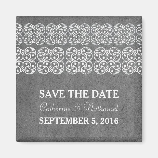 Gray Modern Bohemisch Save the Date Magnet (Vorne)