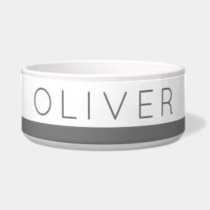 Gray Modern Classic Stripe Individuelle Name Cat o Napf