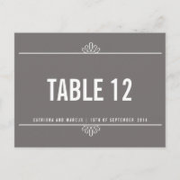 Gray Modern Floral Wedding Tischnummer Postcard