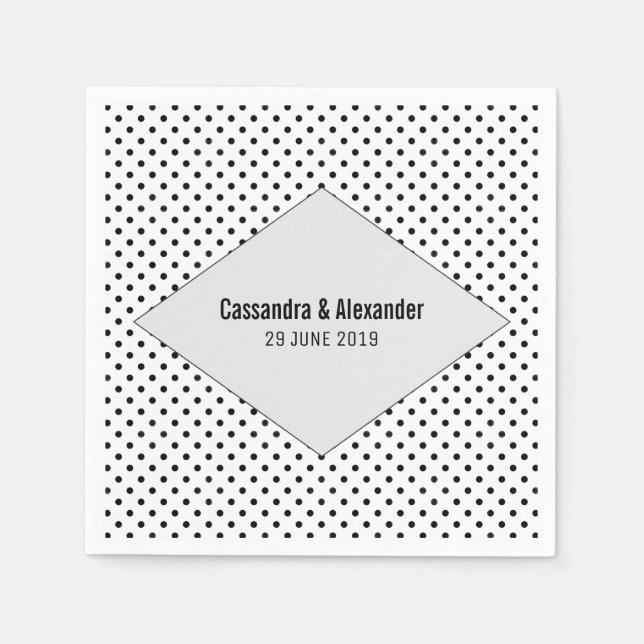 Gray Modern Polka Dots Wedding Serviette (Vorderseite)