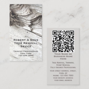 Gray Modern Rustic Tree Beruflich QR-Code hinzuf Visitenkarte