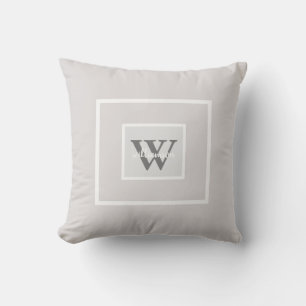 Gray Modern Simple Initial and Name Kissen
