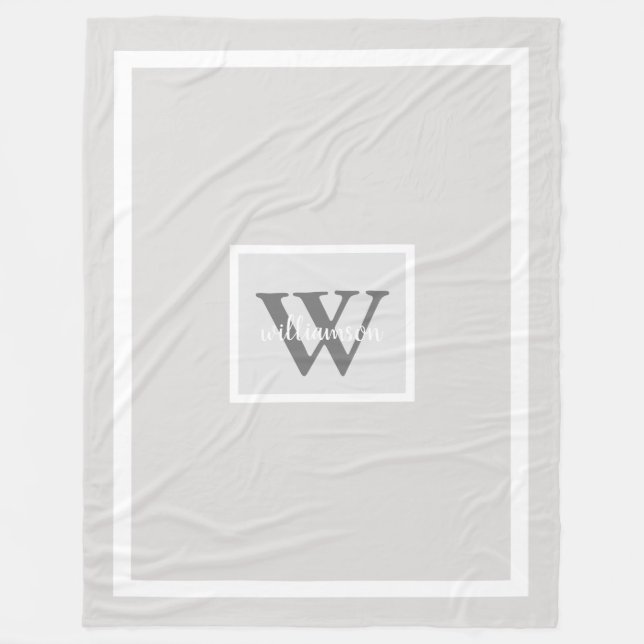 Gray Modern Simple Initial und Name Fleece Blanket (Vorderseite)