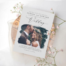 Gray Modern Stylish Boho Wedding Foto Einladung