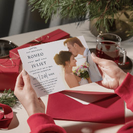 Gray Modern Stylish Boho Wedding Romantic Foto Einladung