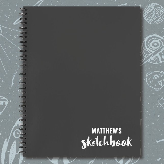 Gray Monogram Artist Sketchbook Notizbuch (A simple sketchbook personalized with your name.)