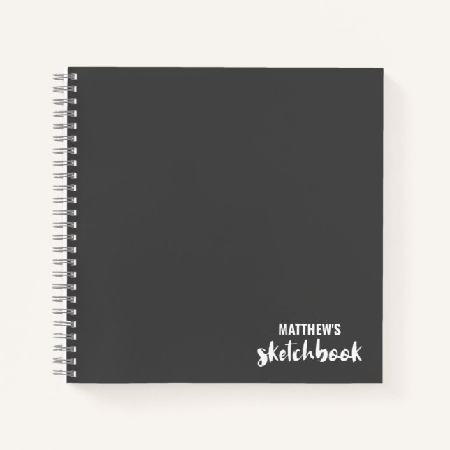Gray Monogram Artist Sketchbook Notizbuch (Vorderseite)