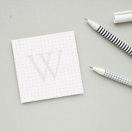 Gray Monogram Dot Grid Post-it Klebezettel