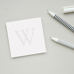 Gray Monogram Dot Grid Post-it Klebezettel