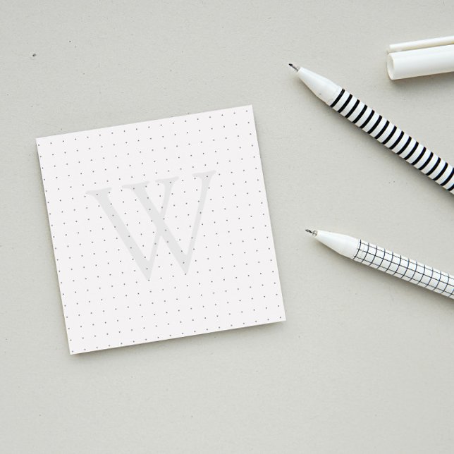 Gray Monogram Dot Grid Post-it Klebezettel (Von Creator hochgeladen)
