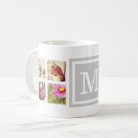 Gray Monogram Instagram Foto Collage Tasse
