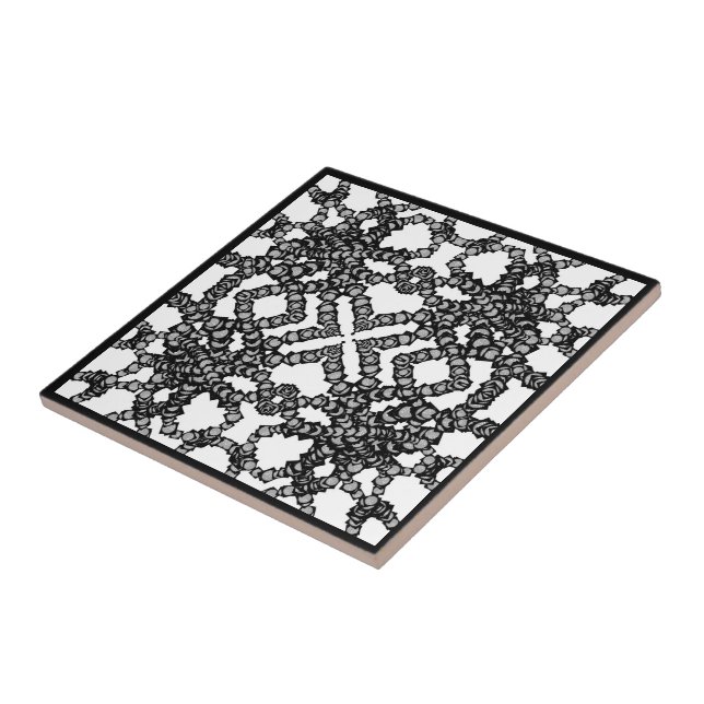 Gray Moons in schwarzen Boxen Moderne Kunst Fliese (Seite)