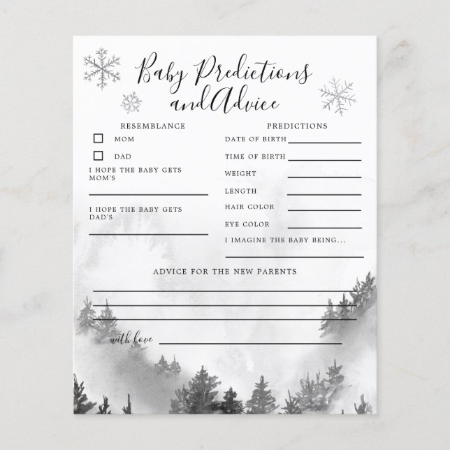 Gray Mountain Baby Predictions & Advice Card (Vorderseite)