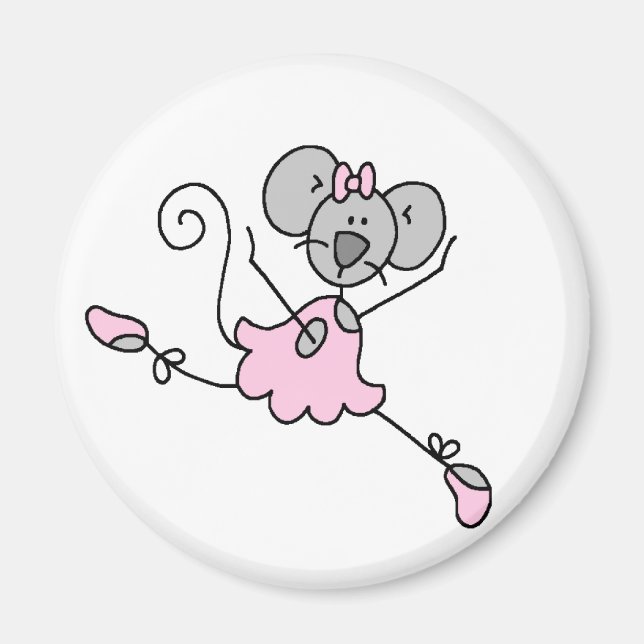 Gray Mouse Ballerina Magnet (Vorne)