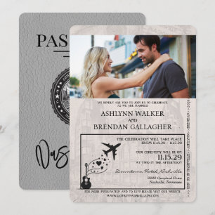 Gray Nashville Passport Hochzeitseinladung Einladung