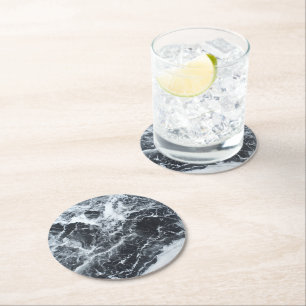 Gray Natural Marble Muster Runder Pappuntersetzer