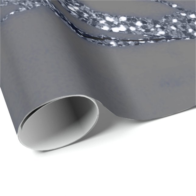 Gray Navy Spark Graphite Glitzer Marmorstein Lux Geschenkpapier (Rolleneckpunkt)