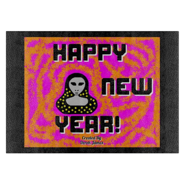 Gray New Year will Cutting Board Schneidebrett (Vorderseite)
