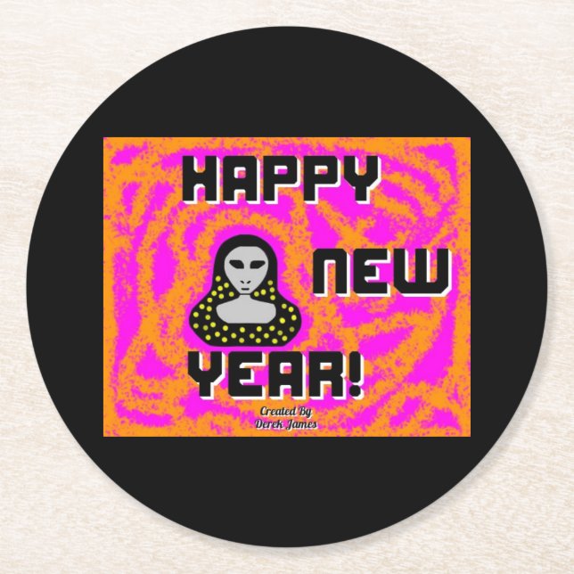 Gray New Year wünscht Round Paper Untersetzer (Vorderseite)