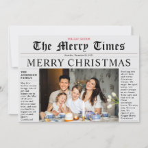 Gray Newspaper Frohe Weihnachts-Spaß-Fotokarte