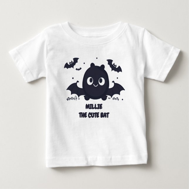 Gray Niedlich Kawaii Bat Baby T-shirt (Vorderseite)