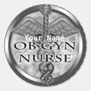 Gray Obgyn Nurse individuelle Name Runder Aufkleber