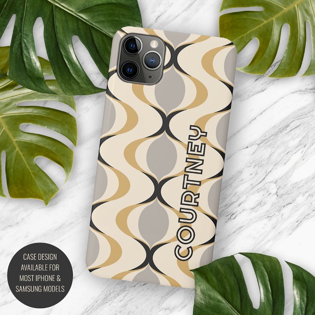 Gray Ochre Mustard Yellow Ivory Ogee Wave Pattern Case-Mate iPhone Hülle (Von Creator hochgeladen)