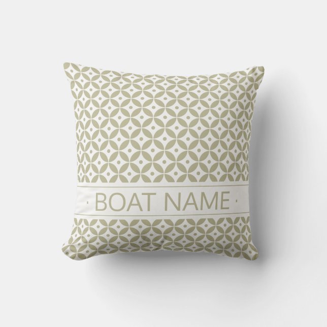 Gray Olive & White Geometric Muster Shippo. Boot Kissen (Vorderseite)