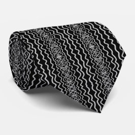 Gray On Black Curvy Twisty Line Drawing Pattern Krawatte