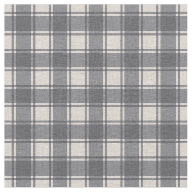 Gray on Cream Gingham Kariert Buffalo Schachbrett Stoff (Nahaufnahme)
