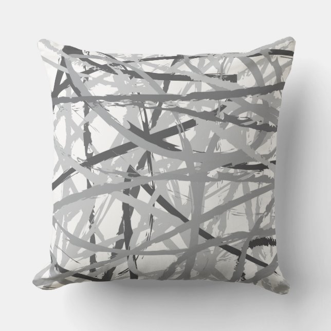 GRAY ON GRAY LINES DESIGN Retro Throw Kissen (Vorderseite)