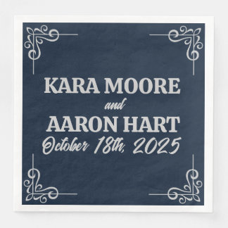 Gray on Slate Blue Edwardian Serviette