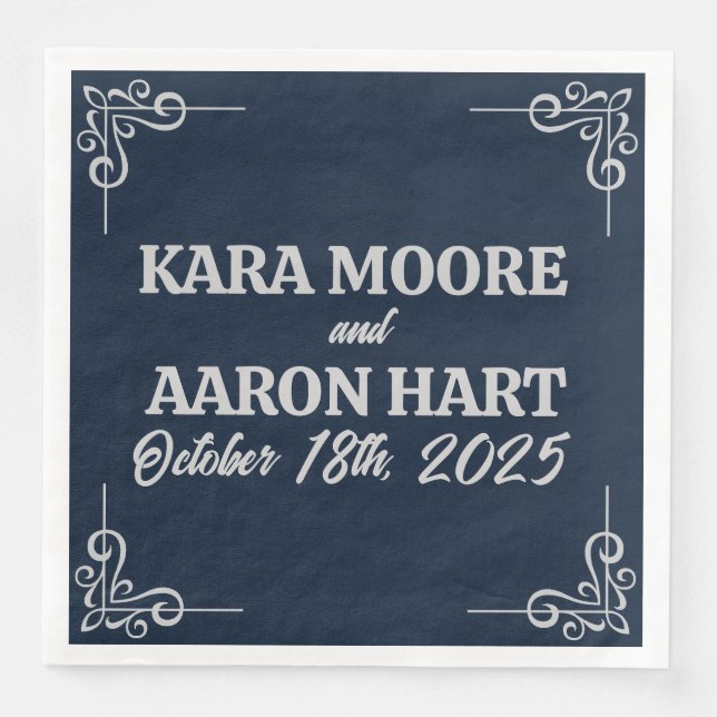 Gray on Slate Blue Edwardian Serviette (Vorderseite)