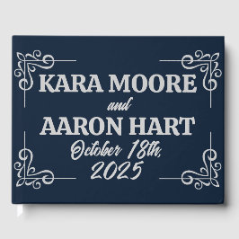 Gray on Slate Blue Edwardian Wedding Gästebuch