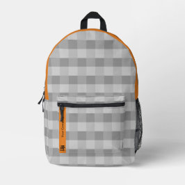 Gray Orange Akzente für Werbepixel Muster Bedruckter Rucksack