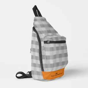 Gray Orange Akzente für Werbepixel Muster Crossbody Bag