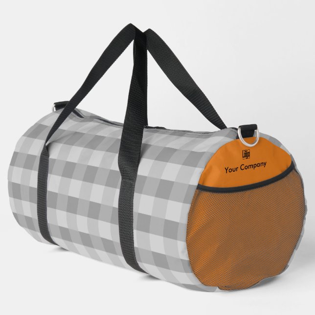 Gray Orange Akzente für Werbepixel Muster Duffle Bag (Rechte Ecke)