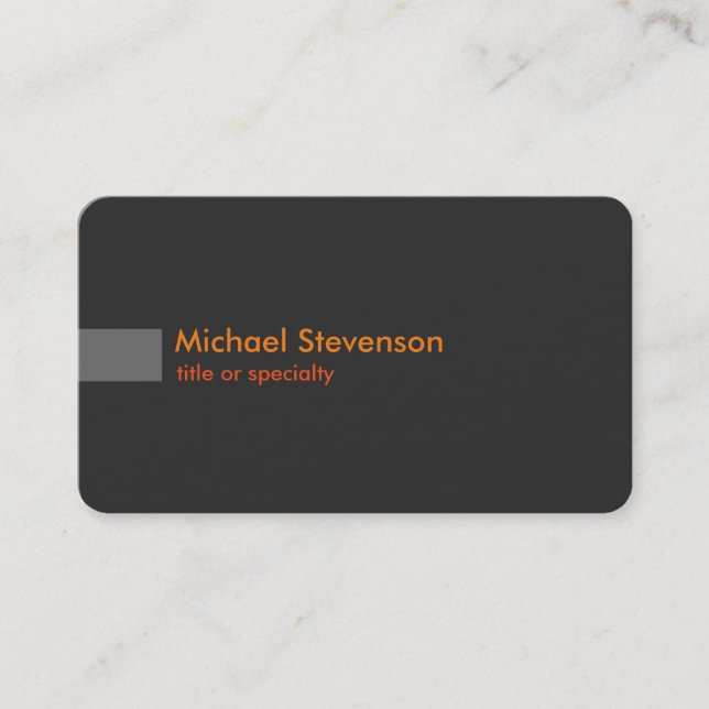 Gray Orange Modern Rounded Corner Business Card Visitenkarte (Vorderseite)