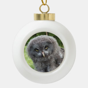 GRAY OWL KERAMIK Kugel-Ornament