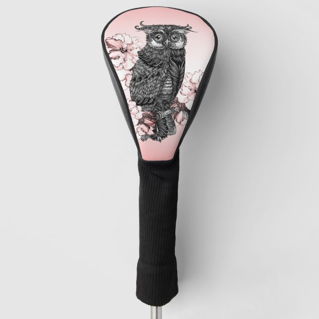 Gray Owl Pink Orchids Golf Headcover (Vorderseite)