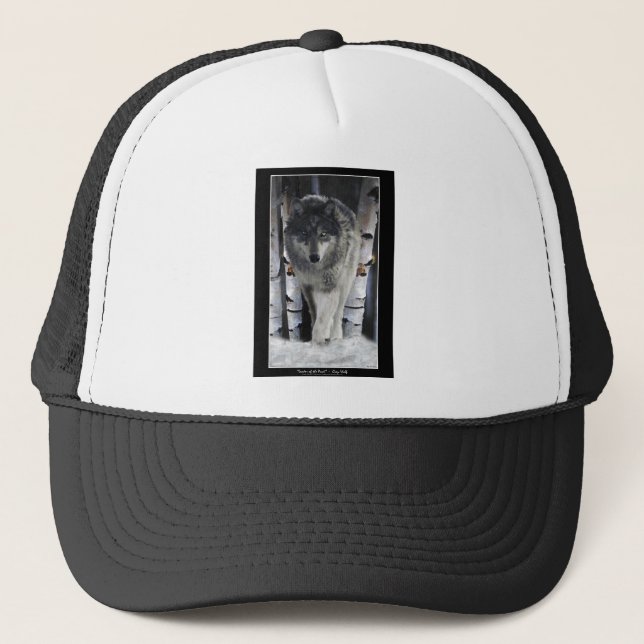 Gray Pack Wolf Alpha Wildlife Art Hat Truckerkappe (Vorderseite)