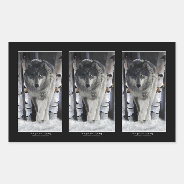 GRAY PACK WOLF Wildlife Supporter Artwork Rechteckiger Aufkleber (Vorderseite)