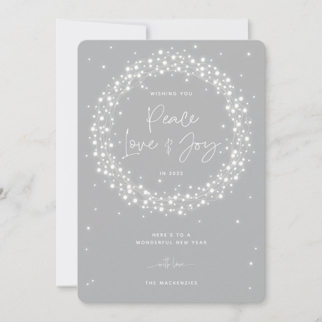 Gray Peace Liebe+Joy Sparkling Lights Weihnachten (Vorderseite)