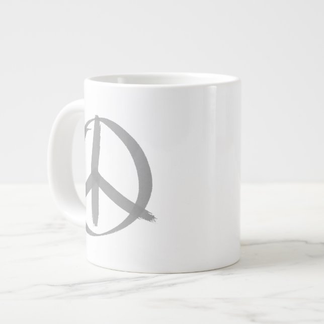 Gray Peace Sign Jumbo-Tasse (Vorderseite Links)
